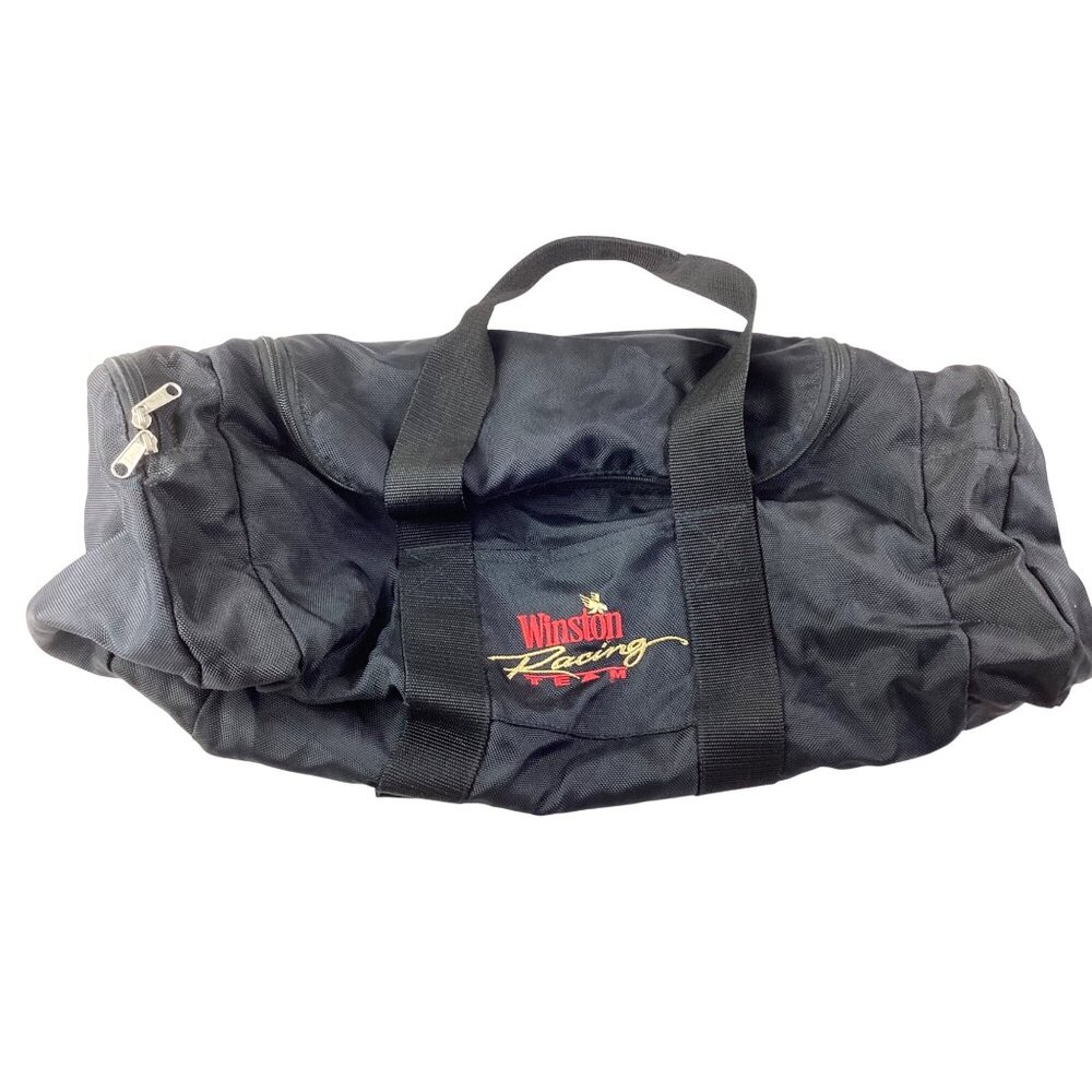 Winston Racing Team Logo Black Duffel Bag*Zipper Side Pockets*Nylon 26” long